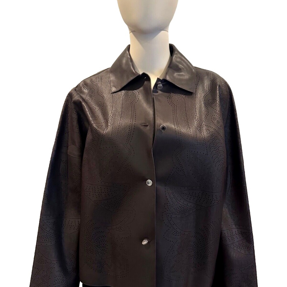 $10,600 New Hermes Leather Jacket Perforated Brown 38